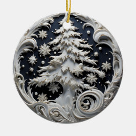 3Dエフェクト クリスマスツリー オーナメント|名前入り セラミックオーナメント