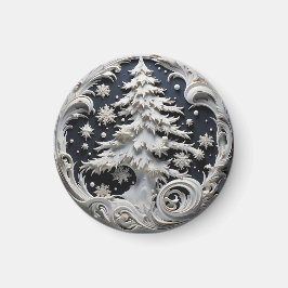 3Dエフェクト クリスマスツリー 丸型マグネット マグネット