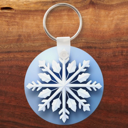 3Dエレガントスノーフレークデザイン キーホルダー (正面)