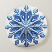 3Dエレガントスノーフレークデザイン ラウンドクッション (裏面)