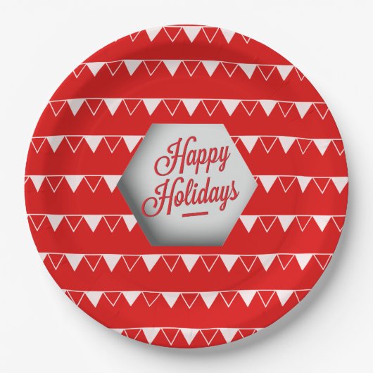 3Dエレガントハッピーホリデー ペーパープレート (正面)
