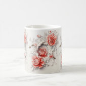 3Dエレガントバラ、蜂と植物学美しい コーヒーマグカップ (中央)