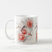 3Dエレガントバラ、蜂と植物学美しい コーヒーマグカップ (左)