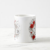 3Dエレガントバラ、蜂と植物学美しい コーヒーマグカップ (中央)