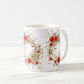 3Dエレガントバラ、蜂と植物学美しい コーヒーマグカップ (正面右)