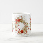 3Dエレガントバラ、蜂と植物学美しい コーヒーマグカップ (中央)