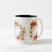 3Dエレガントバラ、蜂と植物学美しい ツートーンマグカップ (正面右)