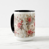 3Dエレガントバラ、蜂と植物学美しい マグカップ (正面左)