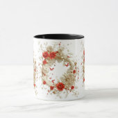 3Dエレガントバラ、蜂と植物学美しい マグカップ (中央)