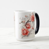 3Dエレガントバラ、蜂と植物学美しい モーフィングマグカップ (正面右)