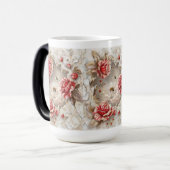 3Dエレガントバラ、蜂と植物学美しい モーフィングマグカップ (正面左)