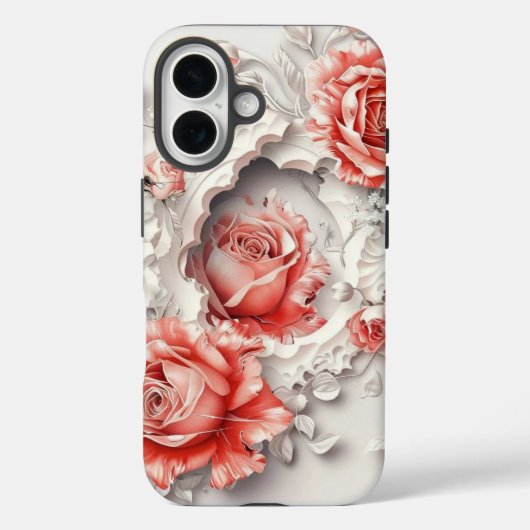 3Dエレガントバラ、蜂と植物学美しい Case-Mate iPhoneケース (裏面)
