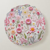 3Dエレガントピンクの花トレンディーシモダンック ラウンドクッション (裏面)