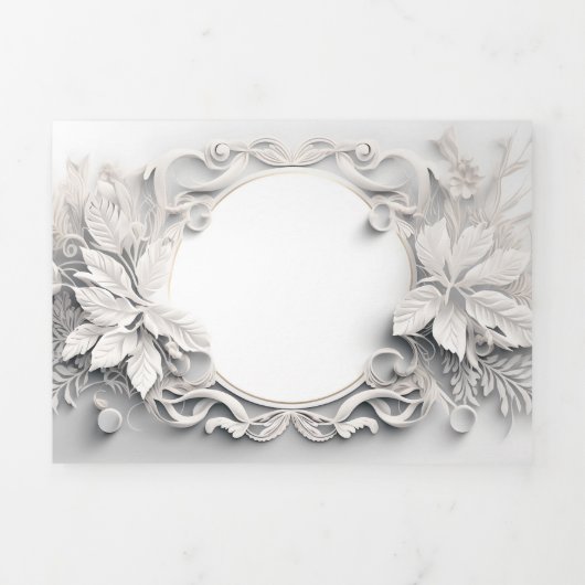 3Dエレガント結婚式招待状 三つ折りカード (カバー)