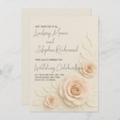 3Dエレガント赤面バラ結婚式招待状ロマンチック 招待状 (正面/裏面)