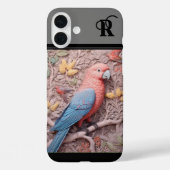 3Dオウムと花モノグラーム Case-Mate iPhoneケース (裏面)