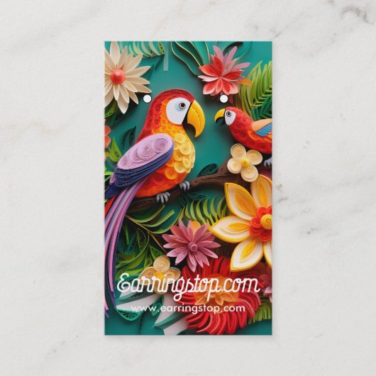 3Dオウム鳥のパターンのイヤリングカード 名刺 (正面)