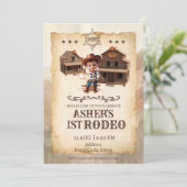 3Dカウボーイパーソナライズされたダウンロード可能誕生日 招待状 (スタンド正面)