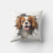 3Dカバリヤキングチャールズスパニエル犬ひび割れ穴 クッション (裏面)