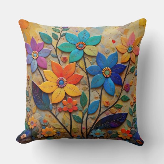 3Dカラフルお洒落ペーパーカットフローラ クッション (正面)