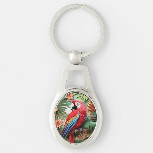 3Dカラフルオウム鳥愛人 キーホルダー (正面)