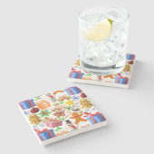 3Dカラフルクリスマスオーナメントパターン。01 ストーンコースター (横)