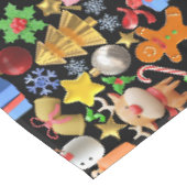 3Dカラフルクリスマスオーナメントpattern.01 BlackBG テーブルクロス (アングル)