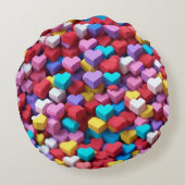 3Dカラフルハートパターン装飾用クッション ラウンドクッション (裏面)