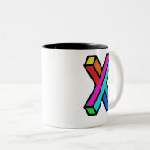 3DカラフルモノグラムモダンイニシャルXのパーソナライズ ツートーンマグカップ (正面右)