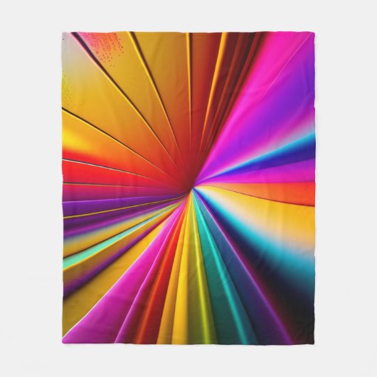 3Dカラーレイ抽象芸術幾何学模様 フリースブランケット (正面)