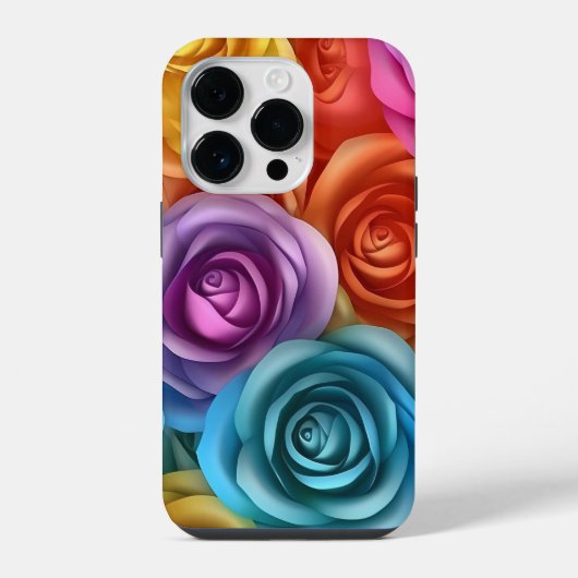 3Dカラー数々のバラ iPhoneケース (裏面)
