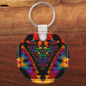 3Dガラスフレーム内の対称フラクタル画像 キーホルダー (正面)