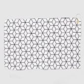 3Dキューブ白いRptパターン上の幾何学的な黒い線 ゴルフタオル (横)
