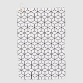 3Dキューブ白いRptパターン上の幾何学的な黒い線 ゴルフタオル (正面)