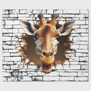 3Dキリンのウォールブレイクアート – Realistic Safari ラッピングペーパー