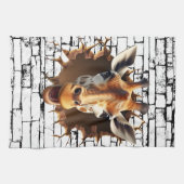 3Dキリン壁破りアート - リアリスティックサファリ キッチンタオル (横)