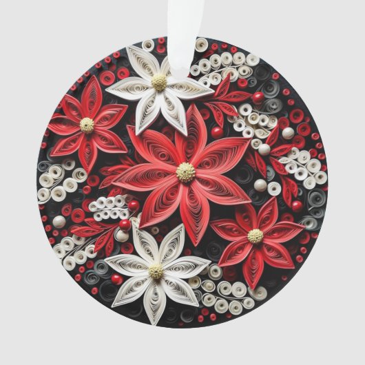 3dクイリングのクリスマスフラワーオーナメント オーナメント (正面)