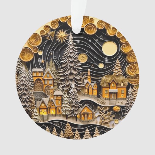 3dクイリング効果クリスマスビレッジ オーナメント (正面)