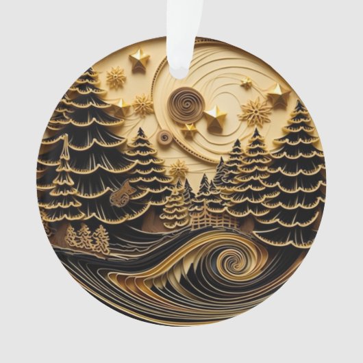 3Dクイリング効果フォレスト オーナメント (正面)