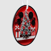 3dクイル紙アートクリスマスツリーと雪片 オーナメント (正面)