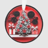 3dクイル紙アートクリスマスツリーと雪片 オーナメント (正面)