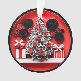 3dクイル紙アートクリスマスツリーと雪片 オーナメント