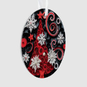 3dクイル紙アートクリスマスツリーと雪片 オーナメント (正面)