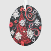 3dクイル紙アートクリスマスツリーと雪片 オーナメント (正面)