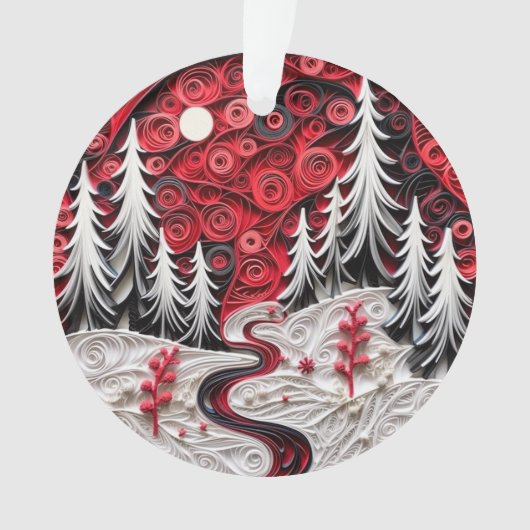 3dクイル紙アートクリスマスランドスケープ オーナメント (正面)