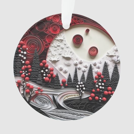 3dクイル紙アートクリスマスランドスケープ オーナメント (正面)