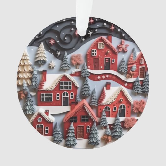 3dクイル紙アートクリスマスヴィレッジ オーナメント (正面)