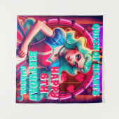 3Dクイーン・オブ・ハート誕生日・バナー タペストリー (正面(横))