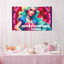 3Dクイーン・オブ・ハート誕生日・バナー