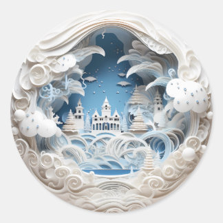 3Dクリスマスウィンターワンダーランド ラウンドシール